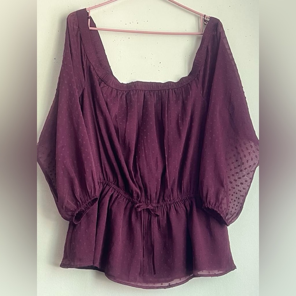 Abercrombie & Fitch Relaxed Purple Ruched Blouse